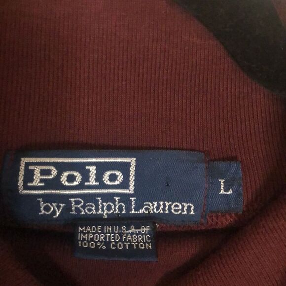 Polo By Ralph Lauren Men's Burgundy Long Sleeves Jersey Size Large EUC - Picture 2 of 3